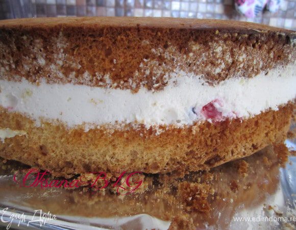 Приготовить бисквит по рецепту http://www.edimdoma.ru/recipes/20733
Бисквит охладить, разрезать на два коржа. Приготовить молочную пропитку. Молоко и сахар довести до кипения, проварить 10-15 минут, до состояния жидкой сгущенки. Суфле. Сметану и сахар взбить, добавить творог. Взбить. Желатин залить горячей водой(100 гр), дать постоять 10 минут, перемешать, чтобы не осталось крупинок. Добавить к суфле.На дно разъемной формы выложить корж, залить суфле, покрыть вторым коржом. Поставить в холодильник на 4-5 часов.