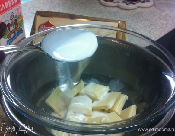 Положите шоколад и сливки в жаростойкую миску.Наденьте рукавицы и  опустите миску в кастрюлю.