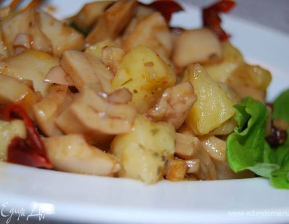 Соединить все ингредиенты, слегка перемешать и можно кушать с удовольствием!