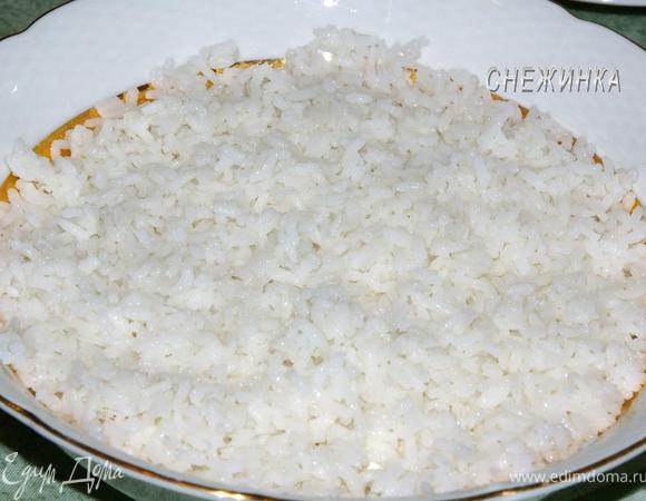 Теперь укладываем равномерно рис.