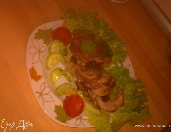 ставим в духовку,если делали из грудок то на 45мин при 180 гр,если как я из свнины то на где то на 1 час под фольгой на 220 гр и пол часа без фольги.
приятного апетита и с наступающим новым годом!