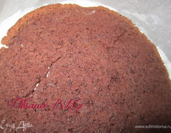 растопить оставшееся суфле, нанести на торт и накрыть шоколадным коржом. Поставить в холодильник на 5-6 часов.