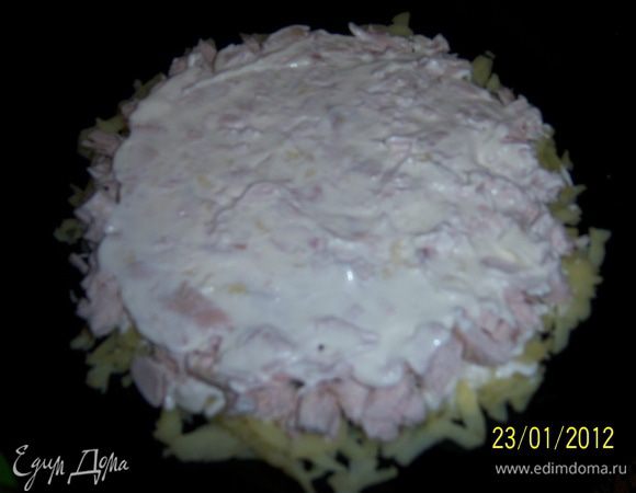 ...мясо мелко нарезать и положить сверху