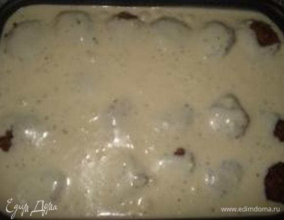 Вылить тесто на фрикадельки