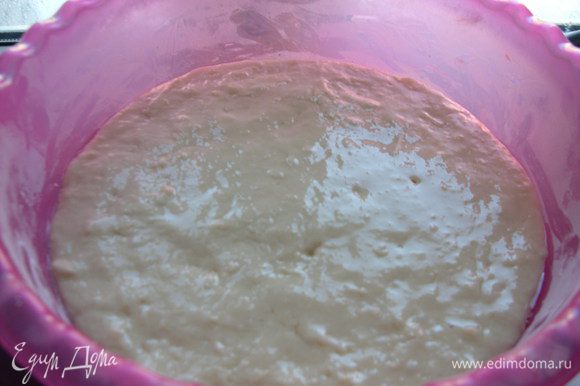 Замесите тесто как обычно, оно должно быть не слишком тугим. Чтобы тесто хорошо подходило, сверху смажьте его тонким слоем растительного масла.