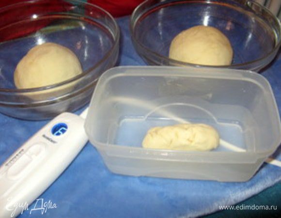 Шарики из теста сложить в отдельные миски, смазанные оливковым маслом.
Дальше, по методу моей бабушки, включаем электрическую грелку на максимум. Ставим на неё мисочки с тестом и накрываем влажным кухонным полотенцем. Сверху прикрываем покрывалом.

