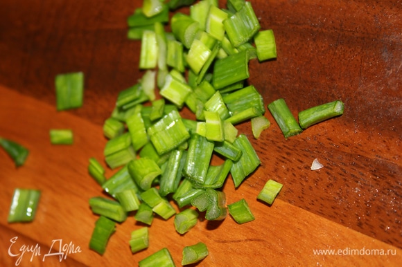 Зеленый лук мелко порезать.
