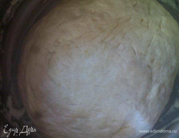 Тесто.
На очень медленном огне постоянно помешивая разогреть кефир с маслом до тех пор, пока масло не разойдется. ок. 10-15 мин. Затем добавить соль и сахар. Размешать. 
Муку  просеять, смешать с дрожжами и всыпать в кефирно-масляню смесь. Всыпать поэтапно, размешивая сначала ложкой, затем выложить на рабочее место и продолжить месить руками. Тесто получается теплым, приятным,эластичным. к рукам не прилипает. При необходимости добавить муку (0.5 ст)Скатываем в шар, кладем в емкость, накрываем и оставляем подходить минут на 40-45. 