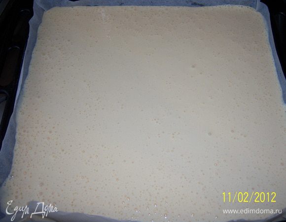 готовую массу налить в форму и отправить в духовку(разогреть до 180*С, смазать слив.маслом и постелить пергаментом) на 20-25мин. 