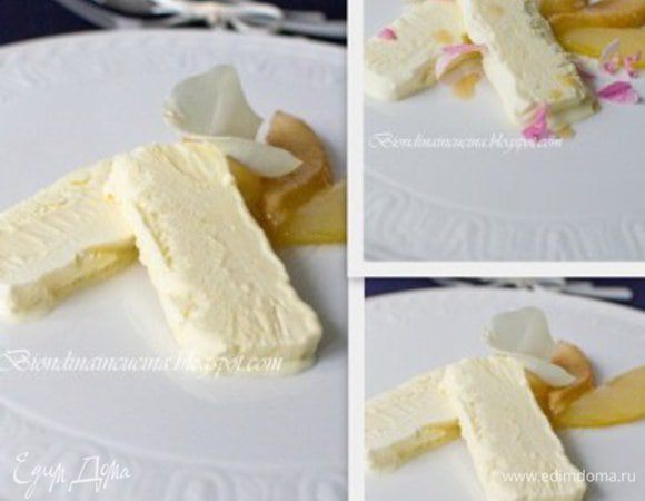 ПАрфе достать из морозилки,снять пленку,порезать и подавать вместе с грушами.