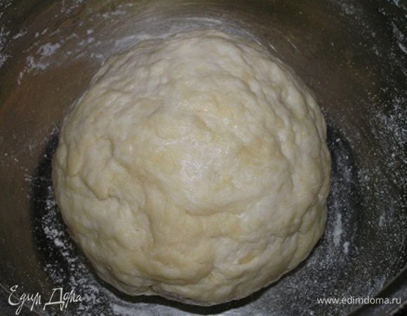 Постепенно добавляя воду, замесить тесто. Накрыть пищевой пленкой. убрать в холодильник на 20 минут.