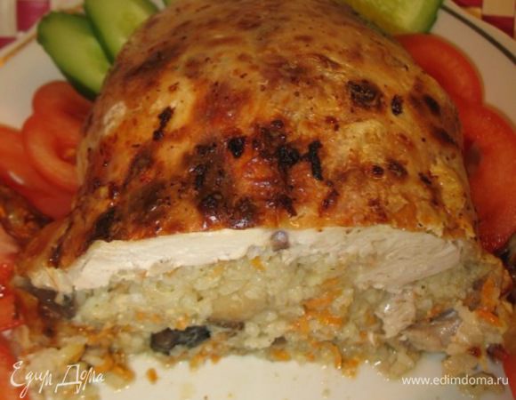 С лёгкостью режем на кусочки.
Представьте как близкие удивятся,что курица без костей)