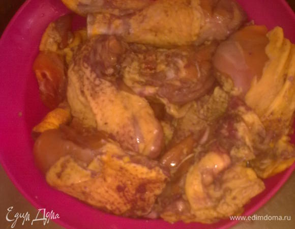 на следующий день.достаём курочку и хорошо подсушиваем