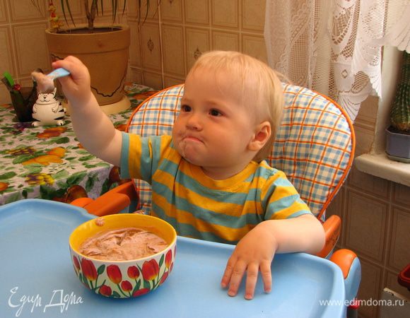 Для разнообразия частенько в полученное пюре добавляла творожок. Было красиво и вкусно!