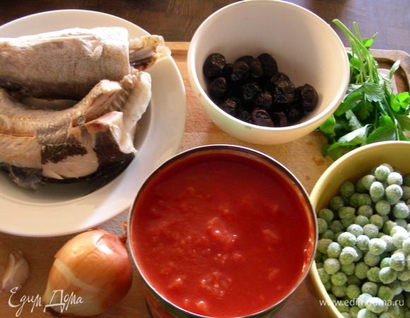 Наши продукты (на фото у меня рыба уже отваренная):

