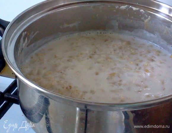 Добавить ч.л. фруктозы и крупу. Всё тщательно перемешать.