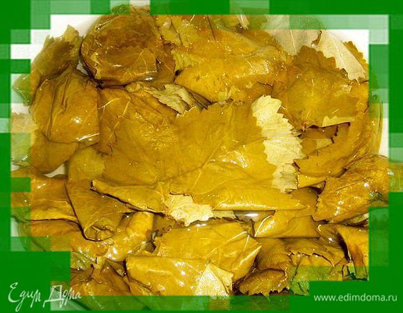 Листья залить холодной водой,дать постоять,что бы ушла лишняя соль,воду слить,листья промыть.