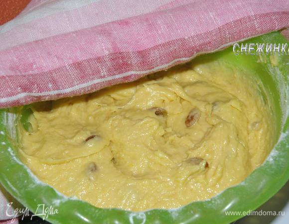 Тесто поставить на 1 час в теплое место, накрыв полотенцем.