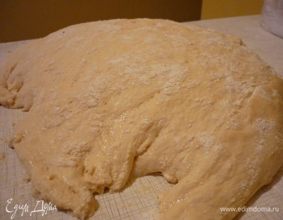 Дрожжи развести в теплом молоке, оставить на 5 мин,чтобы образовалась "шапочка". В миску положить муку, добавить дрожжевую массу, воду, оливковое масло, соль и вымесить гладкое эластичное тесто. Тесто накрыть и оставить подниматься 1,5 - 2 часа (объем должен увеличиться вдвое).