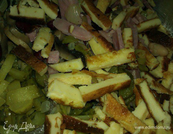 Дать остыть. Порезать соломкой.

