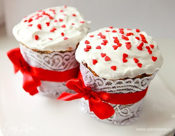 Готовые куличи украсить кружевом и лентой и подавать на праздничный стол :)
Поздравляю всех с праздником Святой Пасхи!