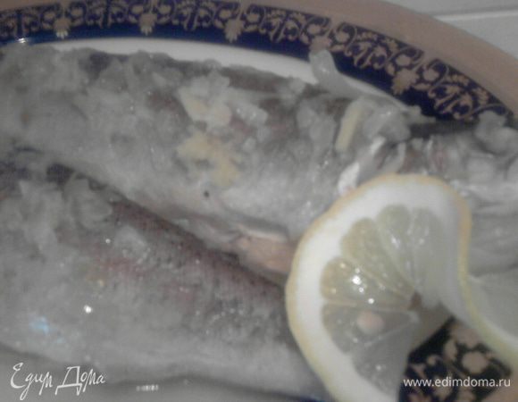 Готовую рыбу выложить в общее блюдо, полить полученным при тушении бульоном, украсить дольками лимона 