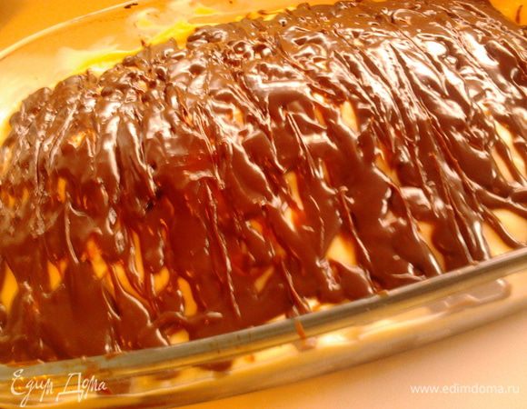 после того как наш крем-пудинг застынет,полить его растопленным шоколадом или посыпать тертым.Приятного всем чаепития!