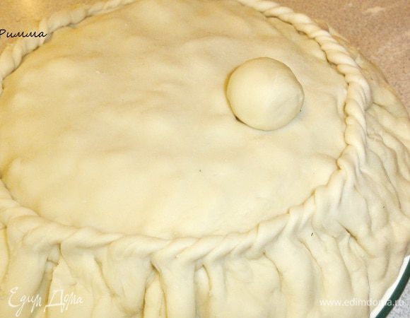 И закройте подготовленным кусочком теста.