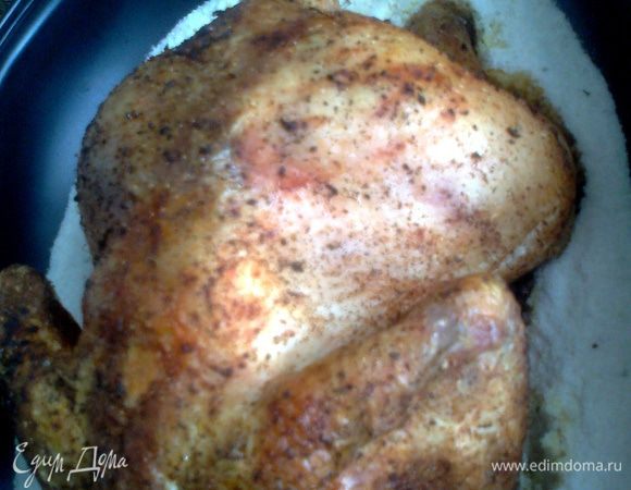 Через час проверяем ножом на наличие сока в самой толстой части(если сок розовый,то ещё допекаем)