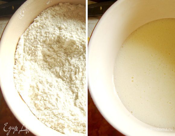 Смешать муку,сахар,соль и разрыхлитель.В отдельной миске соединить яйцо,растительное масло и ряженку,взбить.Смешать сухие и жидкие ингредиенты.