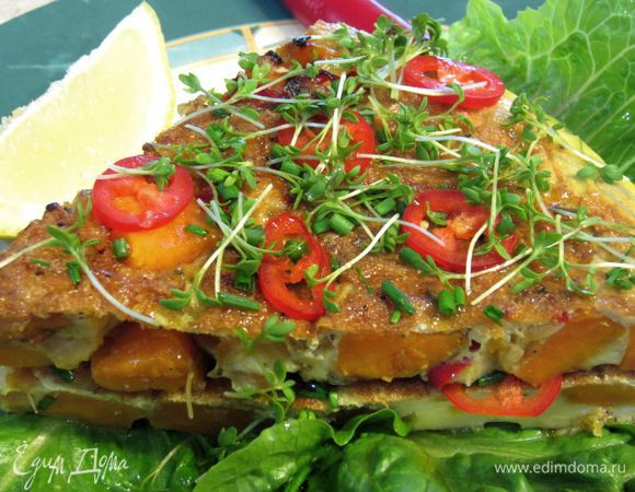 В качестве гарнира я использовал листья салата Романо, молодой кресс-салат и ломтик лимона.