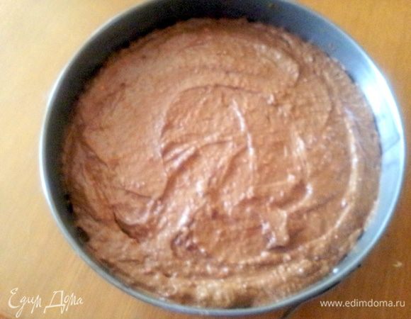 Нагреть духовку до 190С гр. Тесто выложить в форму(у меня диаметр 24см)и поставить в заранее нагретую духовку на 35-40 минут. Готовность проверять с помощью зубочистки.