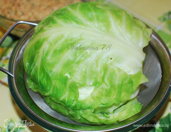 Капусту помыла,удалила верхние листья,вырезала кочерыжку,кочан положила в кипящую подсоленную воду и варила примерно 15-20 мин.