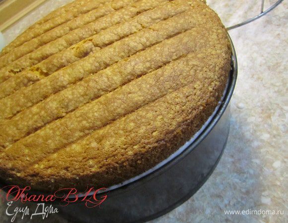 Накрыть коржом. Поставить в холодильник на 4-5 часов, лучше на ночь.