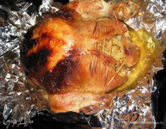 Духовка 200 гр 1 час. Затем открываем фольгу и еще 40 мин. В конце загрилить. Достать и оставить мин на 15.