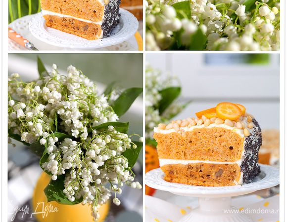 Как только коржи будут готовы, начать сборку: хорошо пропитать кремом все половинки и верхнюю часть торта. Украшающие элементы имеет смысл нанести сразу, иначе потом крем зажелируется и на нем ничего не будет держаться.

При небольших усилиях получился вот такой нарядный и сочный торт!
