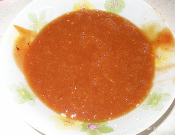 С помощью блендера превратить все в однородную массу.