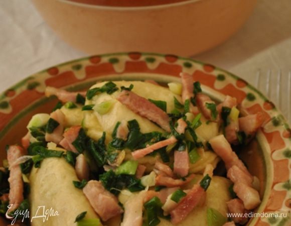 Полить вареники.