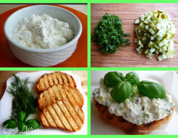 Я делала с зеленью и малосольным огурцом... Всё мелко порубить и перемешать... Намазать на гренку и есть с удовольствием)))