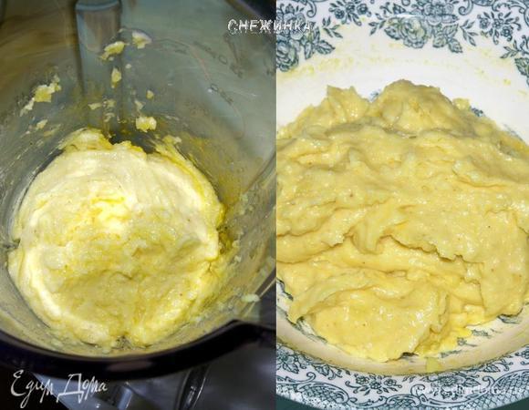 Затем помещаем рис в блендер и взбиваем до однородности с оливковым маслом и яйцом.