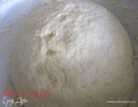тесто положить в глубокую посуду, накрыть полотенцем, оставить на 1 час чтобы подошло. Тесто должно увеличится примерно в 2 раза.