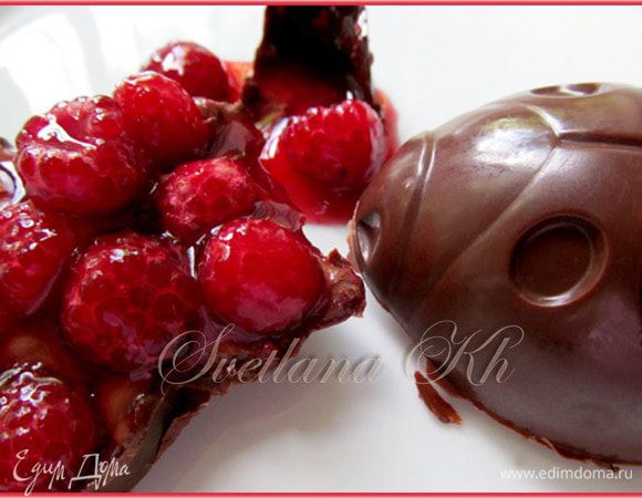 Аккуратно освободить десерт из формочек, украсить свежей малиной и наслаждаться малиново-шоколадным вкусом