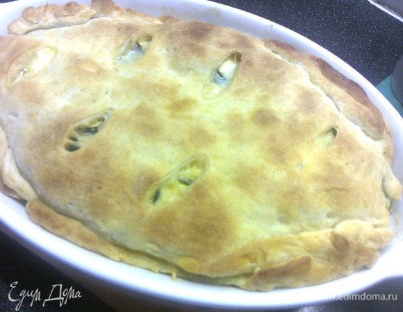 Выпекать при 190С 40-50 минут,после того,как пирог будет готов,смазать его маслом.