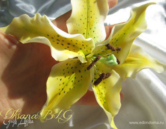 В моем варианте торт украшен лилией из мастики.