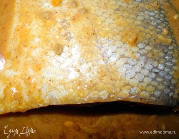 Приступаем к волшебству. Выжимаем сок из апельсина, смешиваем с джемом, горчицей, соусом "Терияки" (соевым), кориандром.
Филе лосося нарезаем на 2 куска (или нет), купаем в соусе в течение 30 минут. 