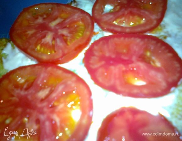 выкладываем помидорки нарезанные кружочками