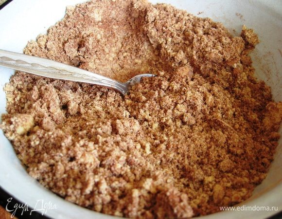 Печенье измельчаем в крошку. Добавляем какао.