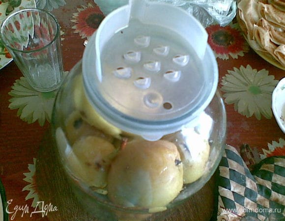 Сливаем воду из бутыля обратно в кастрюлю, одев на него специальную крышку с дырочками( если нет такой крышки, можно сделать самим- вырезать с помощью острого ножа дырочки в обычной полиэтиленовой крышке)