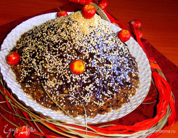 Украшаем декоративными яблочками и,если есть возможность,даём настояться!