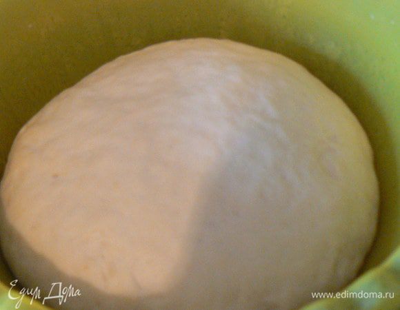 Поместить тесто  в миску и накрыть салфеткой. Обычно ему требуется 30-40 минут, чтобы подойти